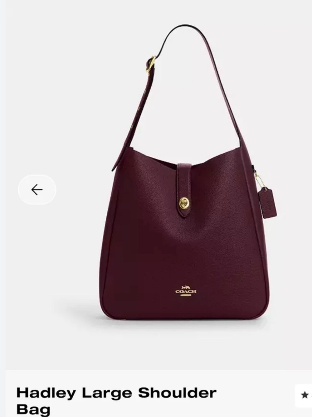Coach Hadley Large Shoulder Bag - Deep Wine